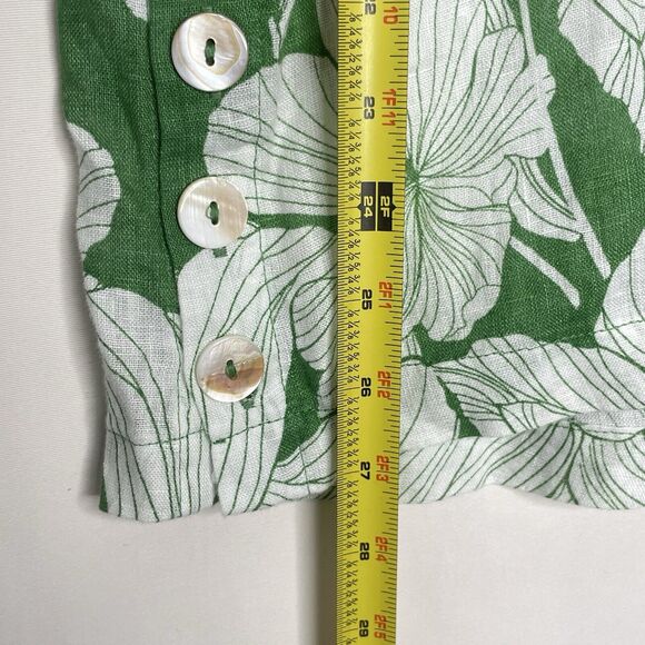 Tahari Womens Blouse Sz 1X Plus Linen Floral Cottagecore Green Flowy Boho Artsy - Picture 8 of 8